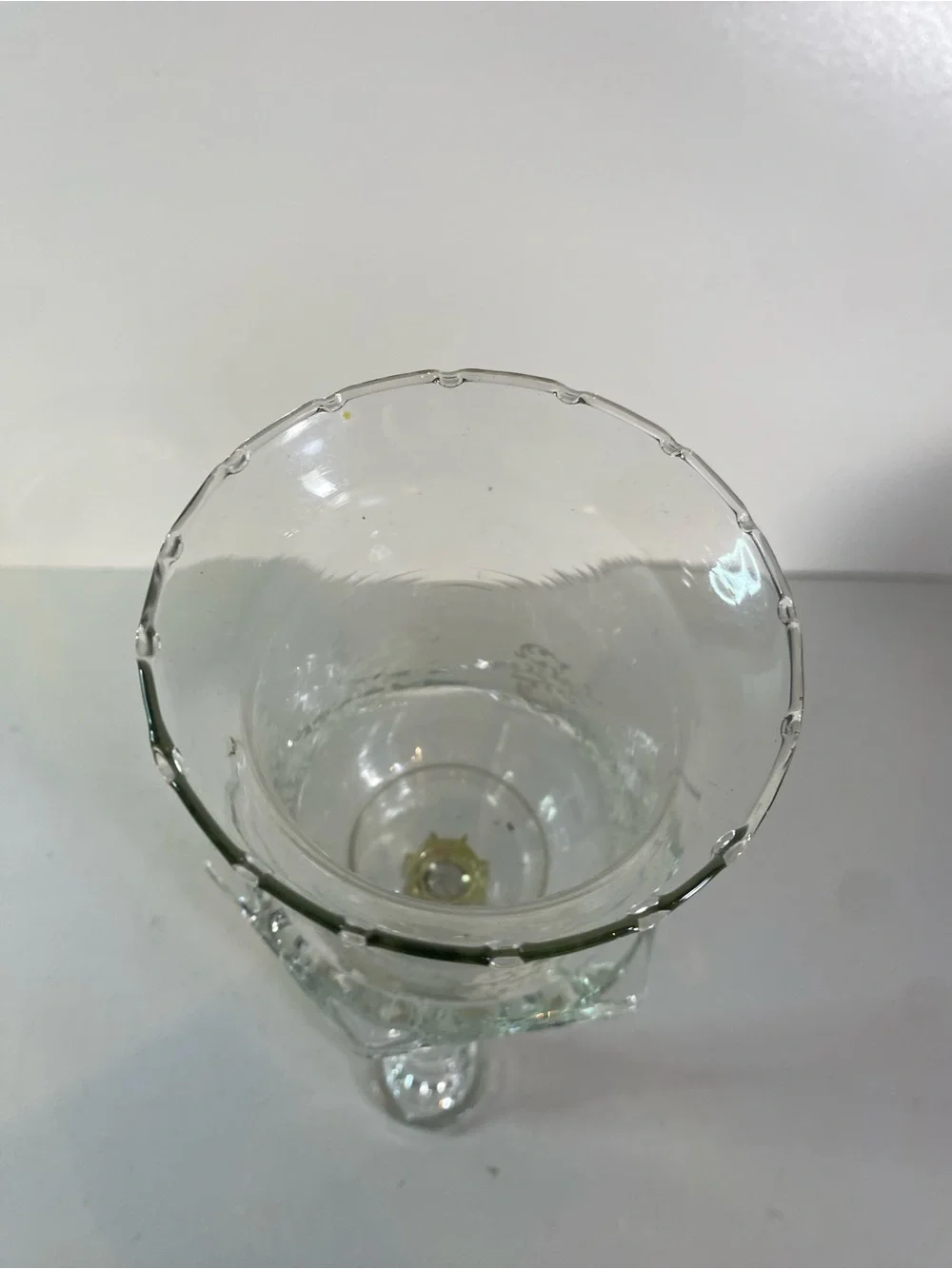 Vintage 2 Piece Clear Glass Etched Floral Votive Cup Candle Holder 12” Height